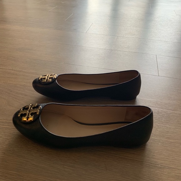 Tory Burch Claire Ballet Flat Black/Gold Size 8 - Picture 3 of 6